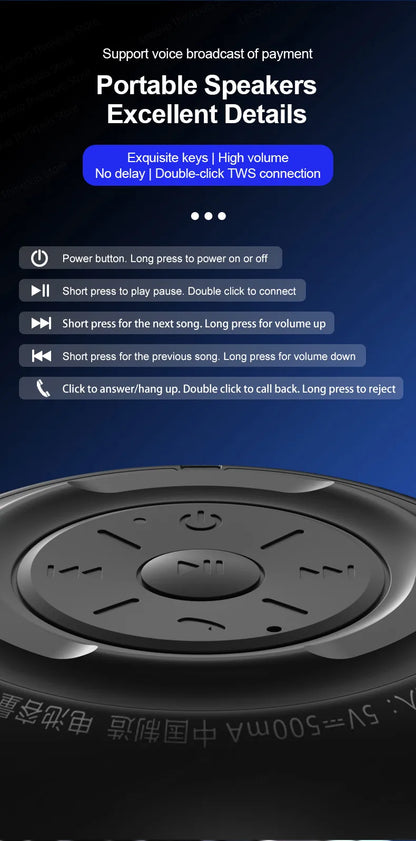 Original Lenovo K3 Pro Bluetooth V5.0 Speaker – Portable Stereo Wireless Music Player with Surround Sound