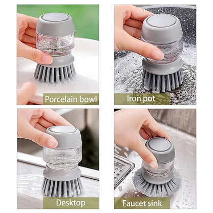 Soap Dispenser & Dishwashing Brush Set with Storage Stand + Drain Base – Easy-to-Clean Kitchen Utensils