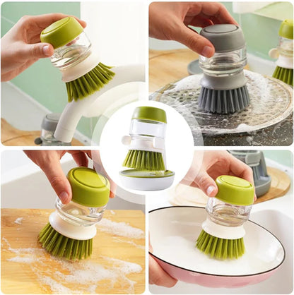 Soap Dispenser & Dishwashing Brush Set with Storage Stand + Drain Base – Easy-to-Clean Kitchen Utensils