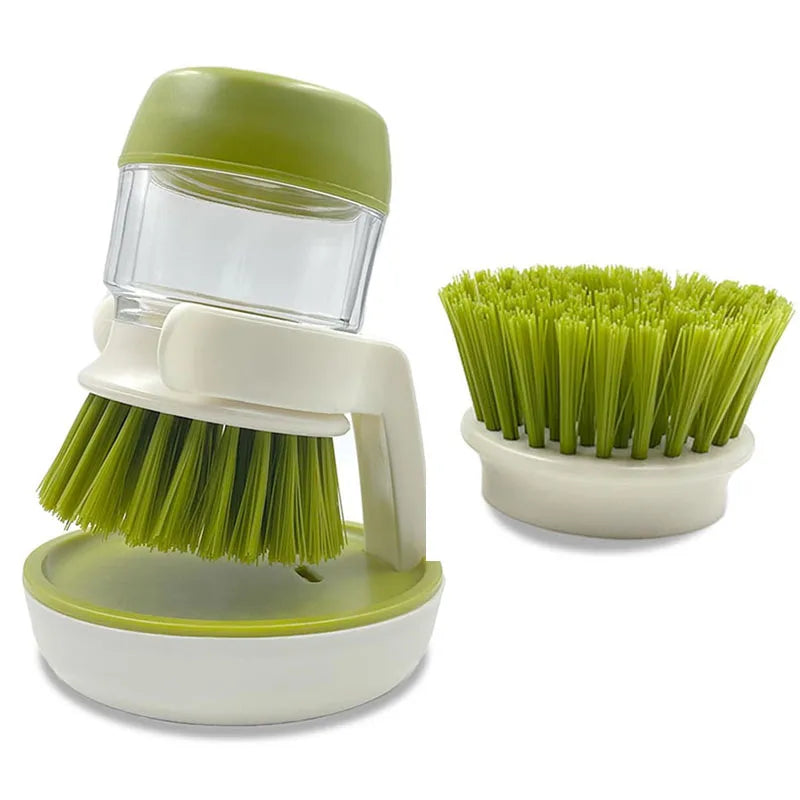 Soap Dispenser & Dishwashing Brush Set with Storage Stand + Drain Base – Easy-to-Clean Kitchen Utensils