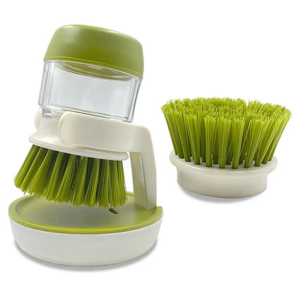 Soap Dispenser & Dishwashing Brush Set with Storage Stand + Drain Base – Easy-to-Clean Kitchen Utensils