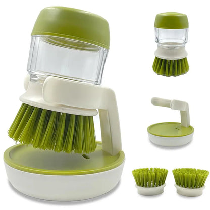 Soap Dispenser & Dishwashing Brush Set with Storage Stand + Drain Base – Easy-to-Clean Kitchen Utensils